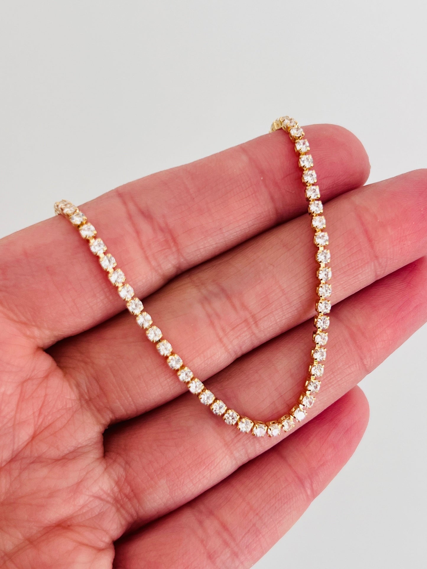18KT Gold Filled Bracelets, Gold Filled 1mm Tennis Bracelet | Dainty Everyday Sparkle by HAUS OF MONOGRAM