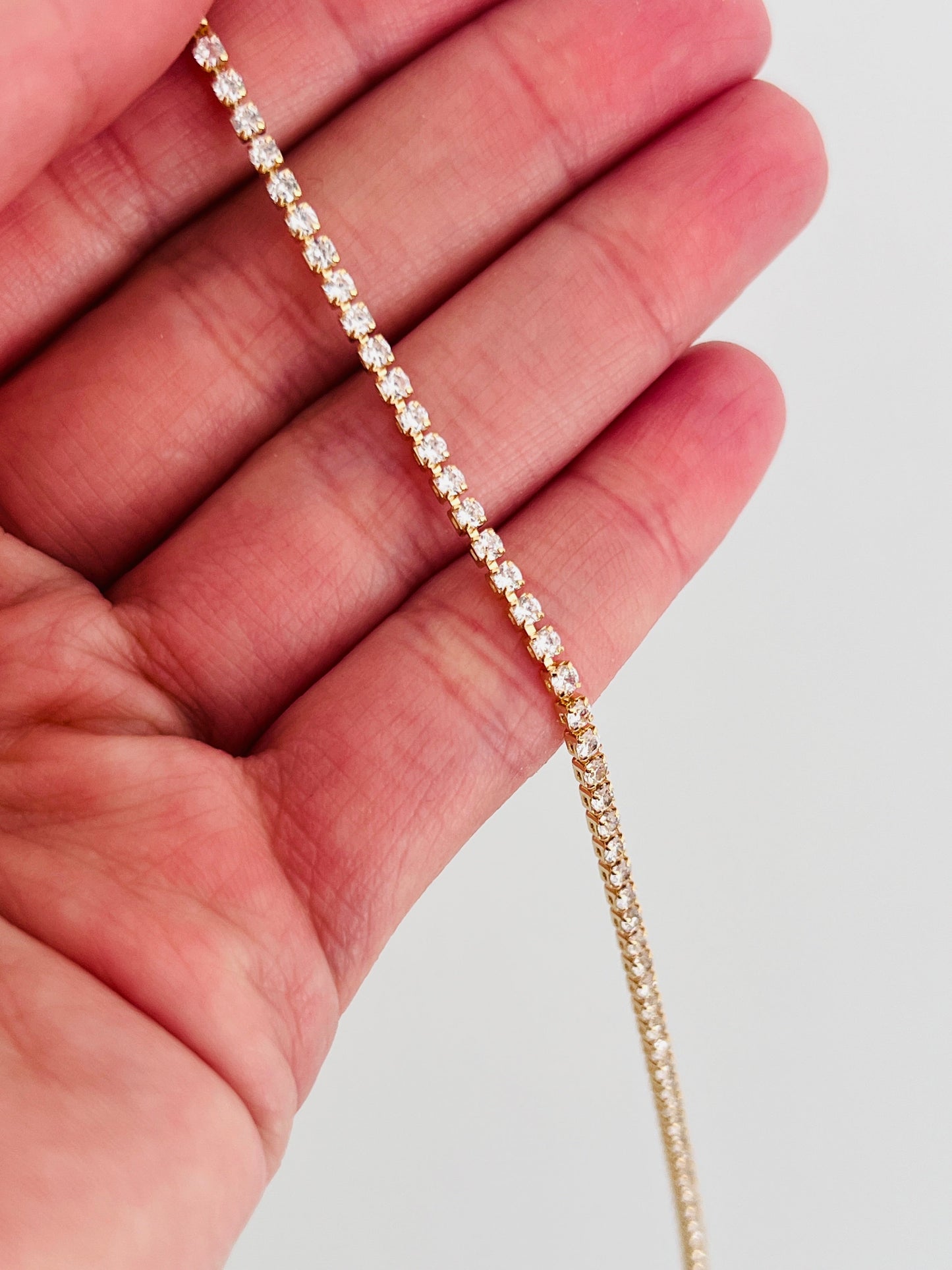 18KT Gold Filled Bracelets, Gold Filled 1mm Tennis Bracelet | Dainty Everyday Sparkle by HAUS OF MONOGRAM
