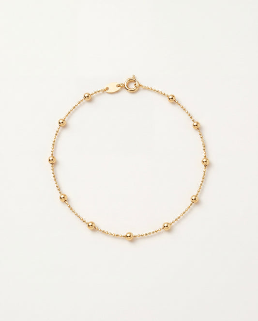 18KT Gold Filled Anklets, Gold Filled 2.5mm Ball Anklet | Classic 18K Gold Beaded Chain Anklet by HAUS OF MONOGRAM