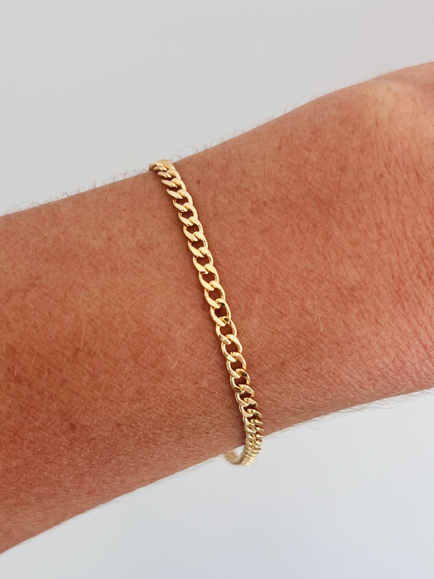18KT Gold Filled Bracelets, Gold Filled 2.5mm Curb Bracelet | Sleek & Classic Everyday Chain by HAUS OF MONOGRAM