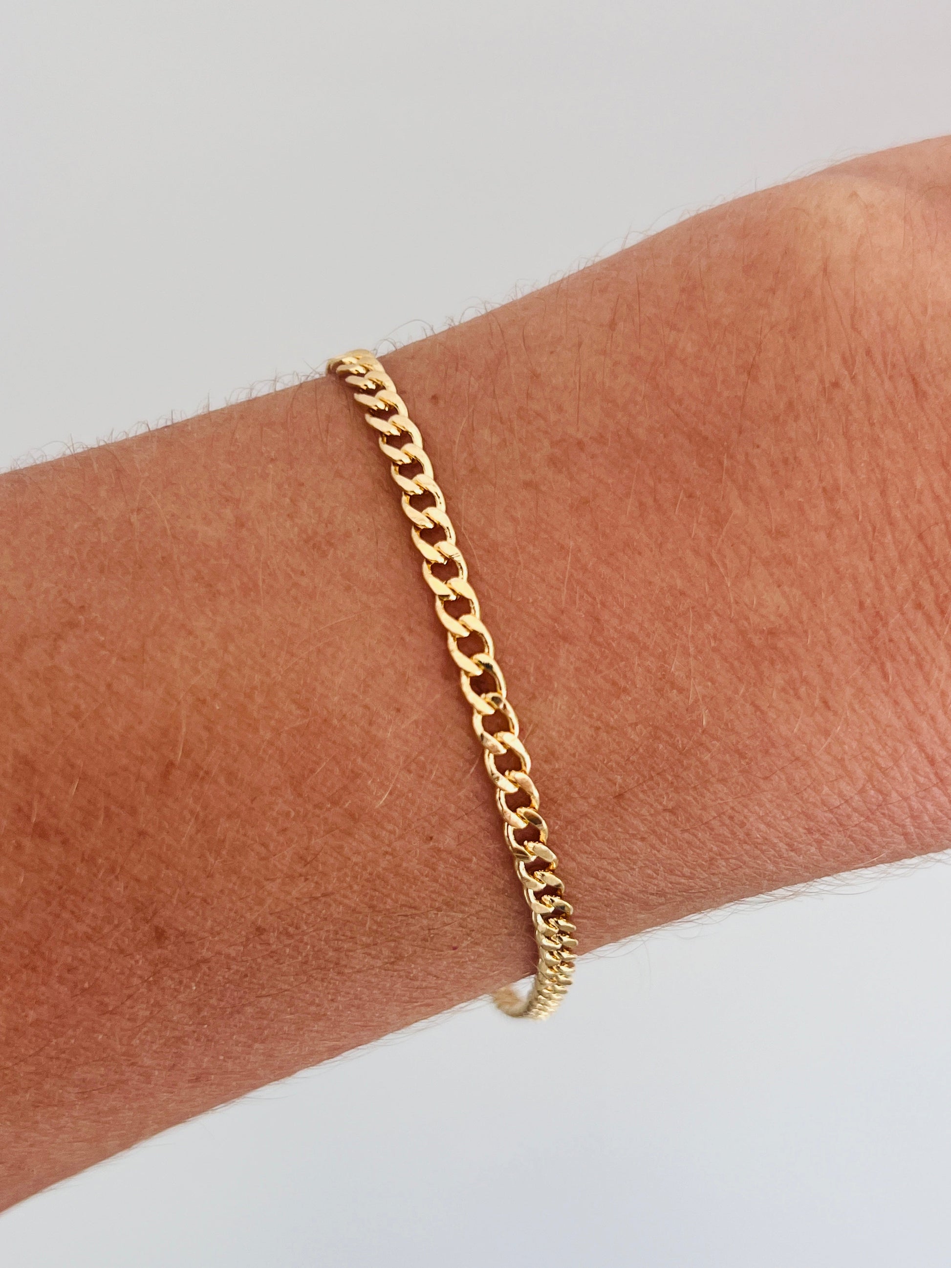 18KT Gold Filled Bracelets, Gold Filled 2.5mm Curb Bracelet | Sleek & Classic Everyday Chain by HAUS OF MONOGRAM