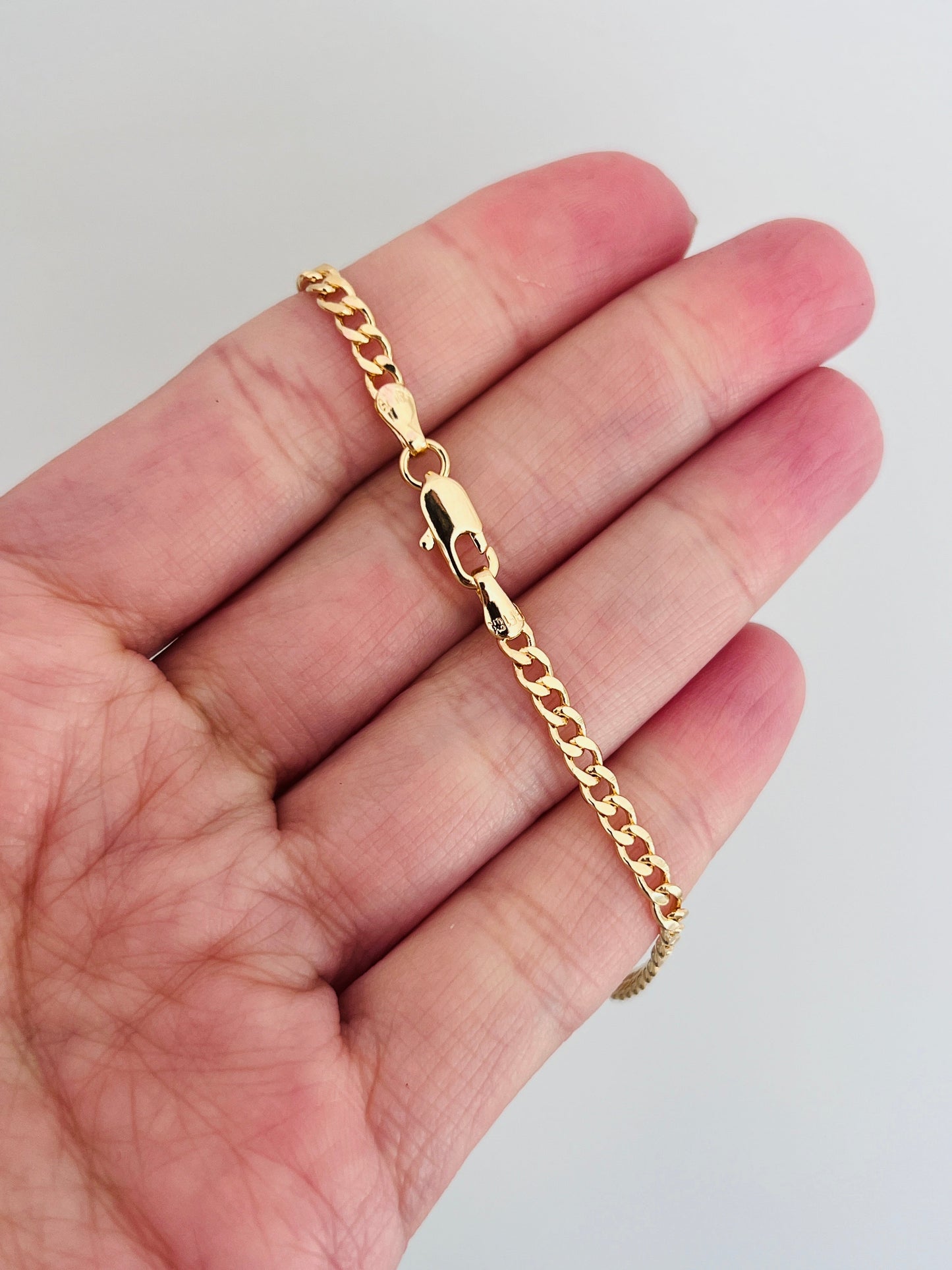 18KT Gold Filled Bracelets, Gold Filled 2.5mm Curb Bracelet | Sleek & Classic Everyday Chain by HAUS OF MONOGRAM