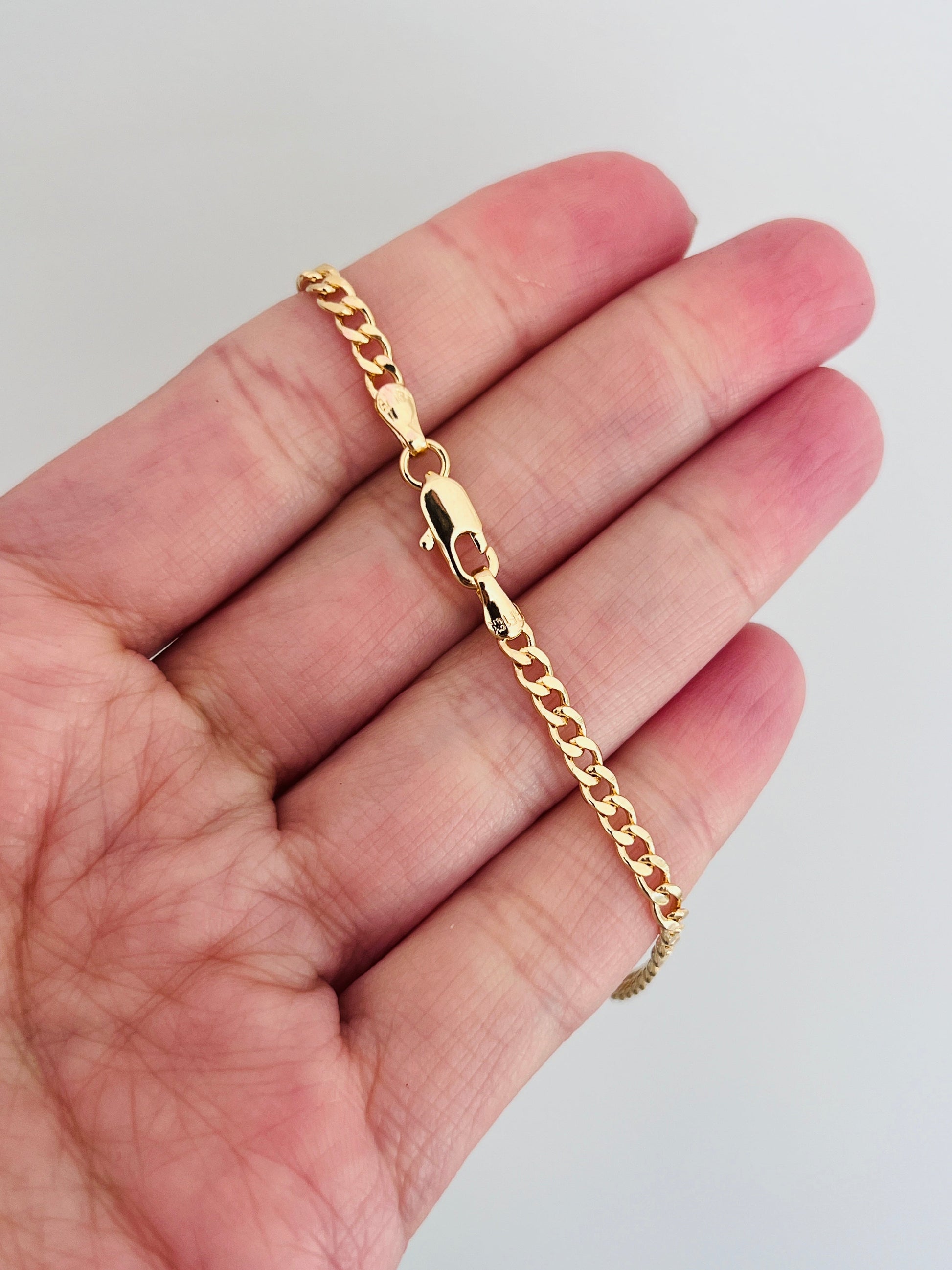 18KT Gold Filled Bracelets, Gold Filled 2.5mm Curb Bracelet | Sleek & Classic Everyday Chain by HAUS OF MONOGRAM