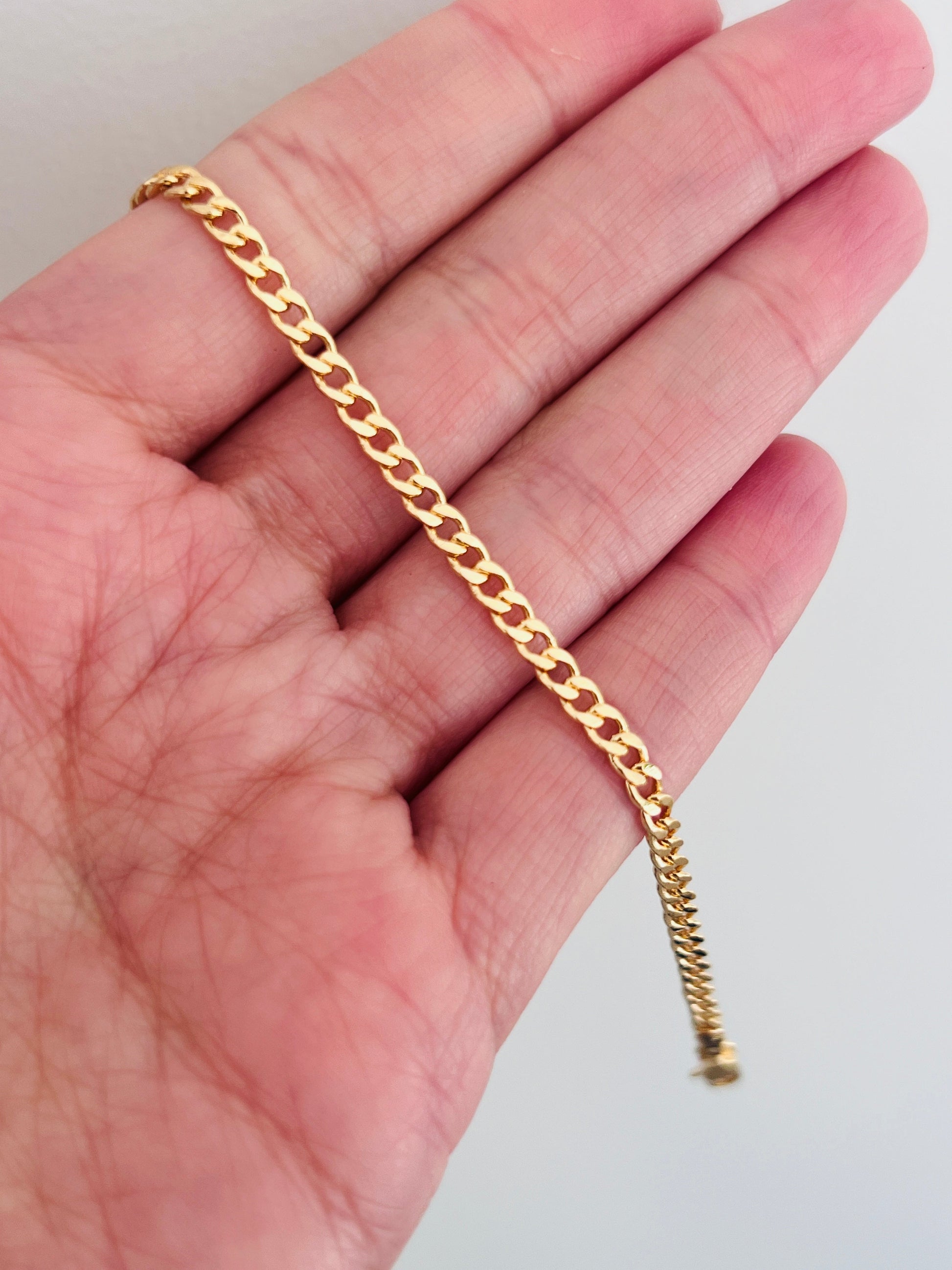 18KT Gold Filled Bracelets, Gold Filled 2.5mm Curb Bracelet | Sleek & Classic Everyday Chain by HAUS OF MONOGRAM
