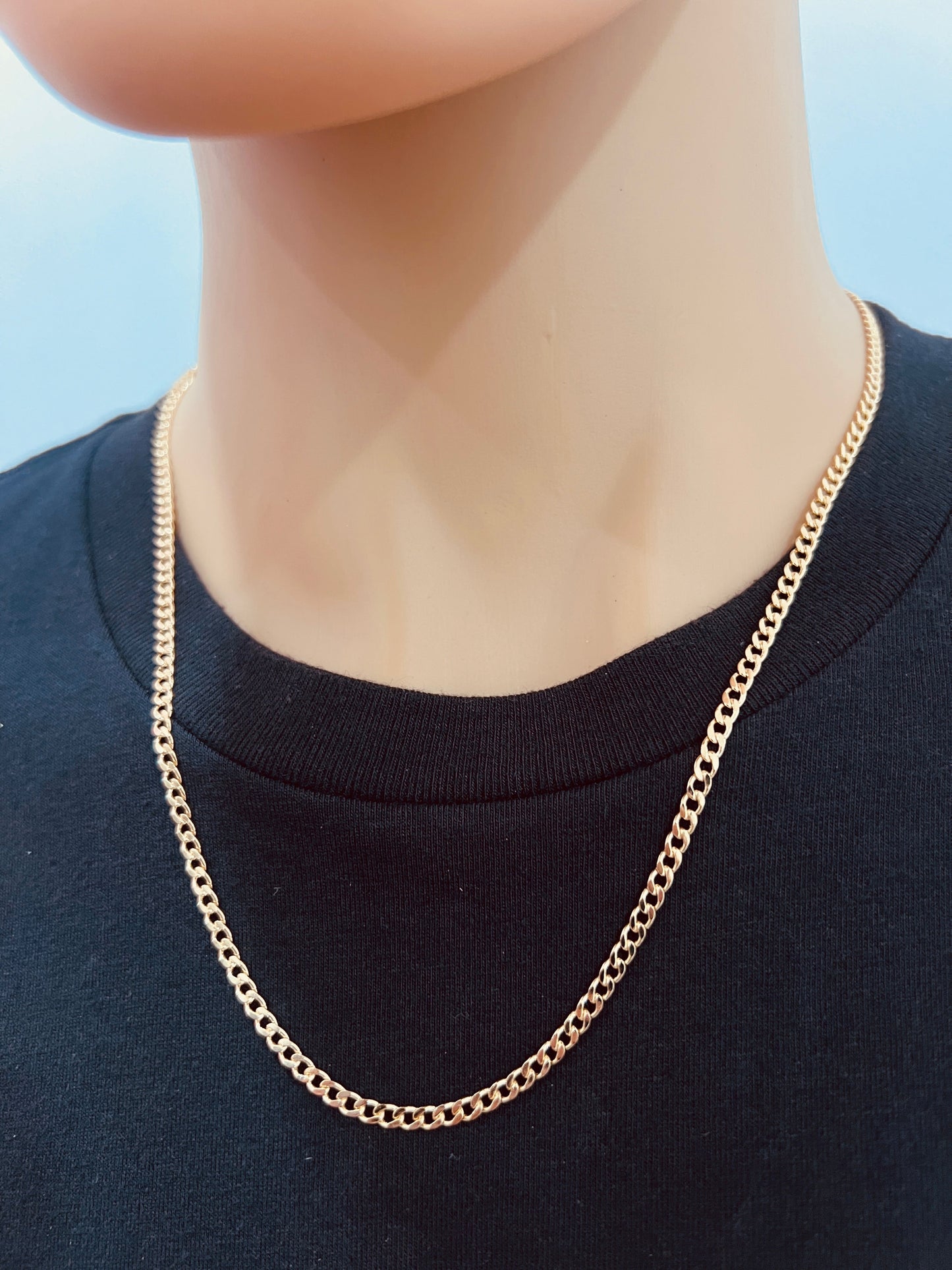 18KT Gold Filled Men's Chains, Gold Filled 2.5mm Curb Chain | Classic Everyday Necklace by HAUS OF MONOGRAM