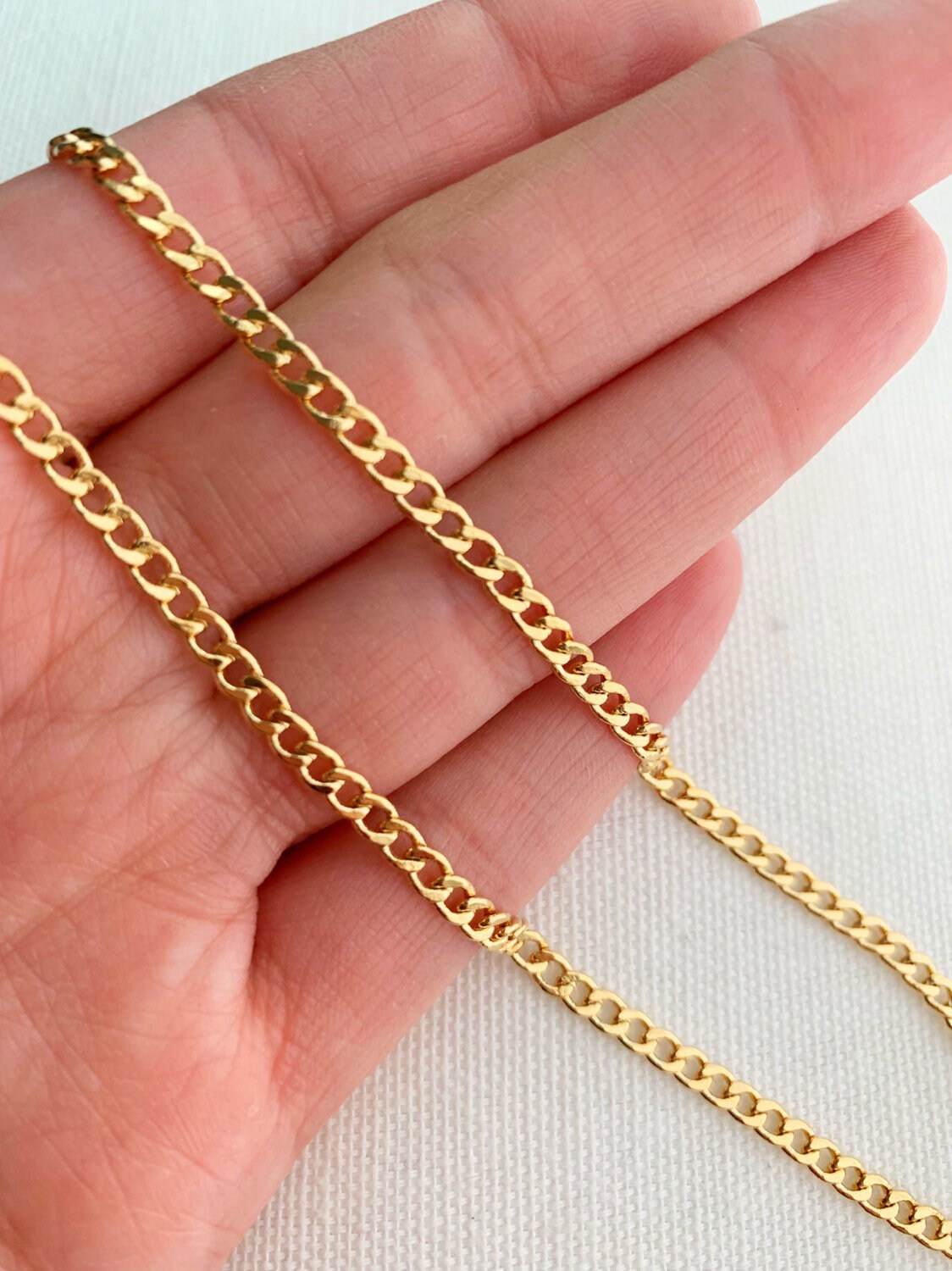 18KT Gold Filled Men's Chains, Gold Filled 2.5mm Curb Chain | Classic Everyday Necklace by HAUS OF MONOGRAM