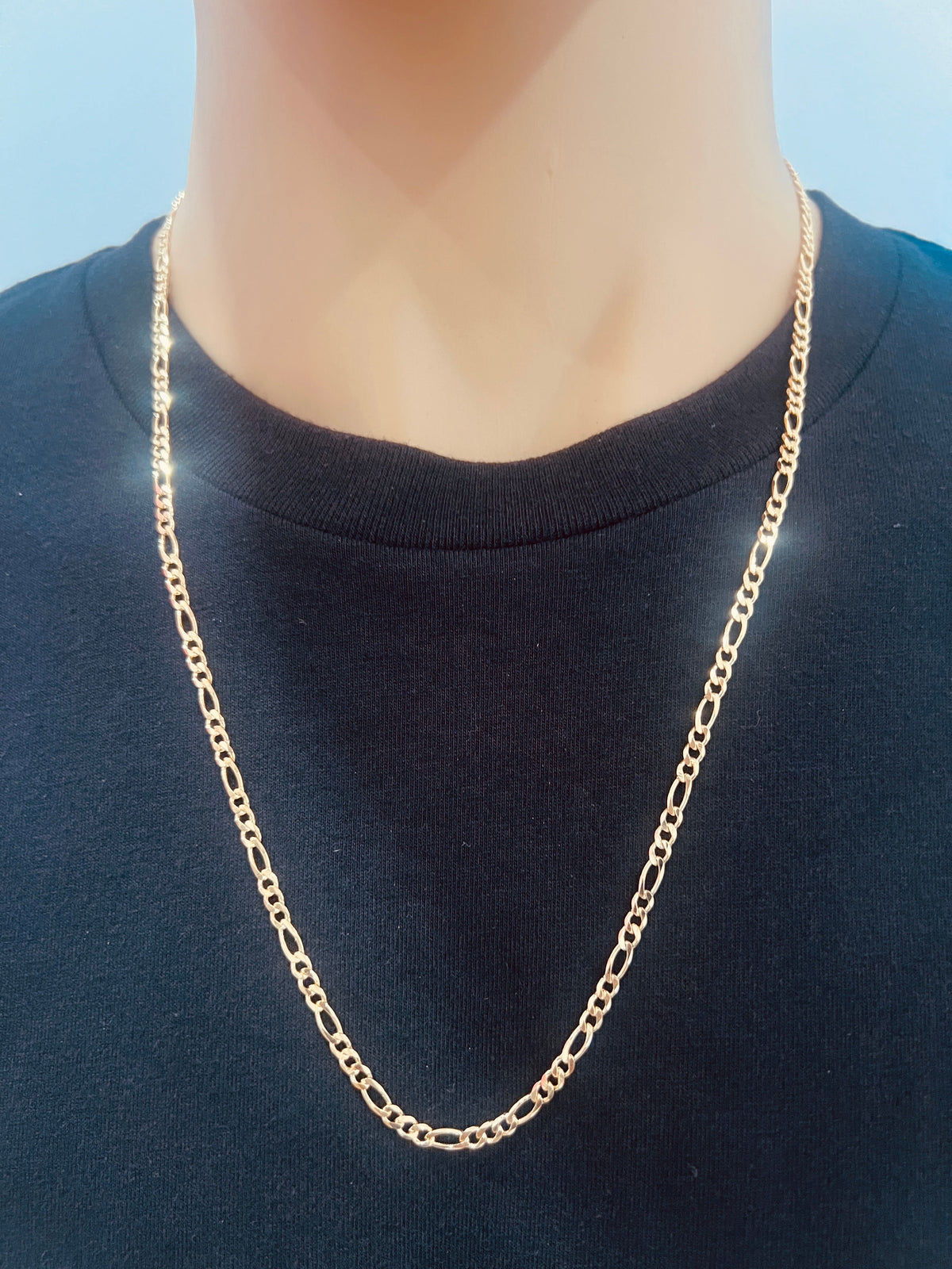 18KT Gold Filled Men's Chains, Gold Filled 2.5mm Figaro Chain | Men's & Women's Everyday Necklace by HAUS OF MONOGRAM