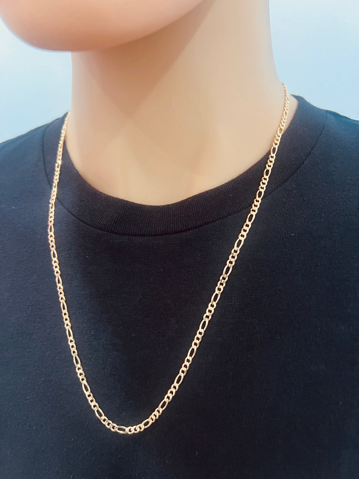 18KT Gold Filled Men's Chains, Gold Filled 2.5mm Figaro Chain | Men's & Women's Everyday Necklace by HAUS OF MONOGRAM