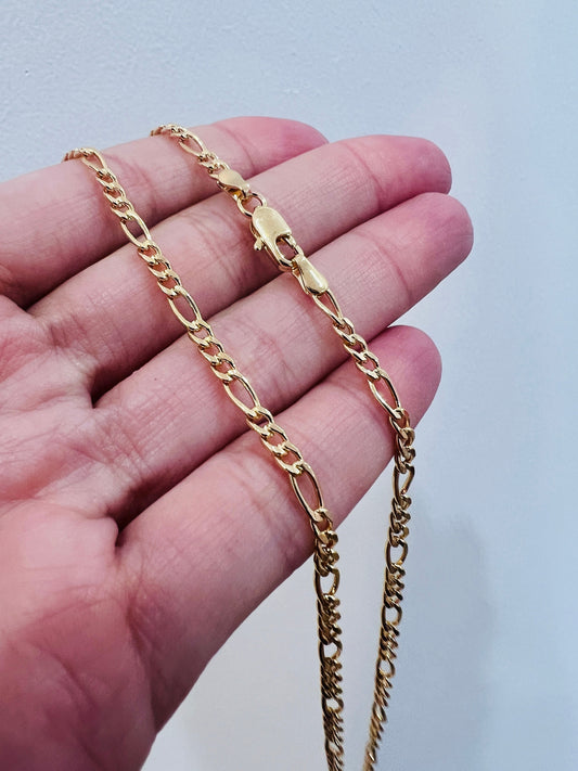 18KT Gold Filled Men's Chains, Gold Filled 2.5mm Figaro Chain | Men's & Women's Everyday Necklace by HAUS OF MONOGRAM