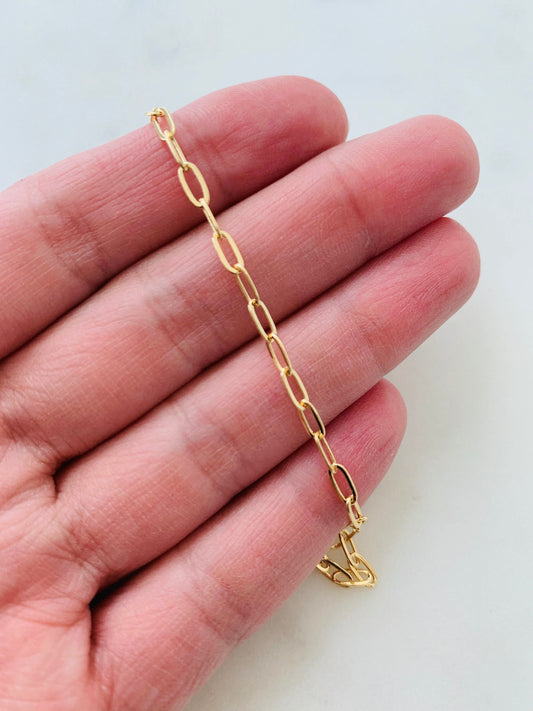 18KT Gold Filled Anklets, Gold Filled 2.5mm Paperclip Anklet | Sleek Everyday Shine by HAUS OF MONOGRAM