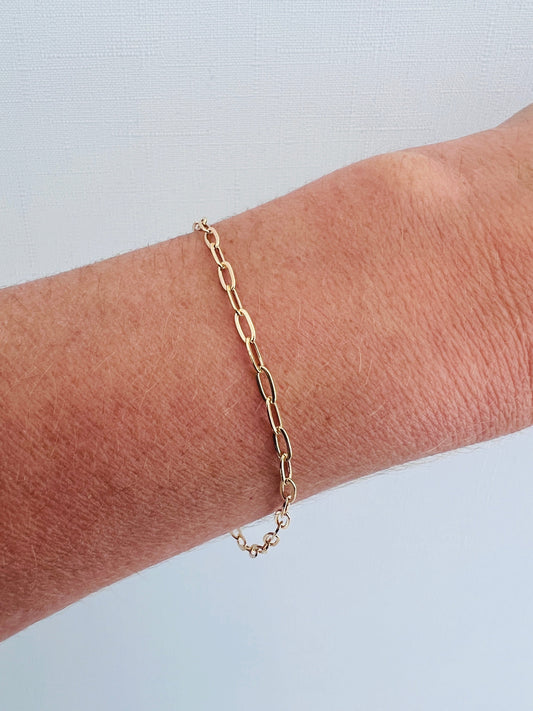 18KT Gold Filled Bracelets, Gold Filled 2.5mm Paperclip Bracelet | Modern Minimalist Charm by HAUS OF MONOGRAM