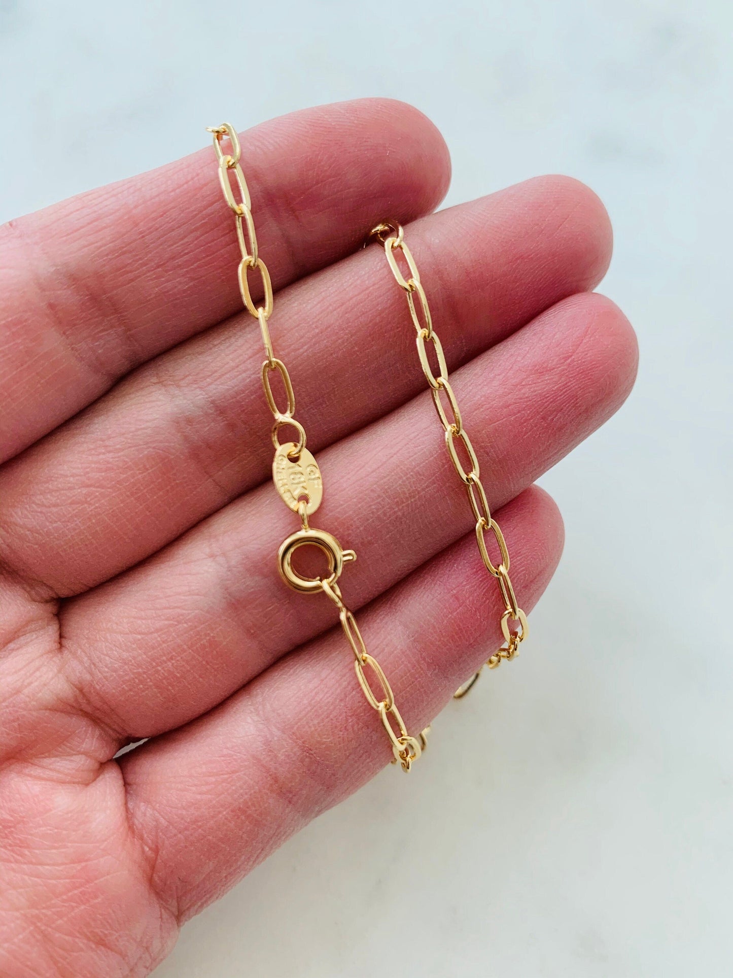 18KT Gold Filled Bracelets, Gold Filled 2.5mm Paperclip Bracelet | Modern Minimalist Charm by HAUS OF MONOGRAM