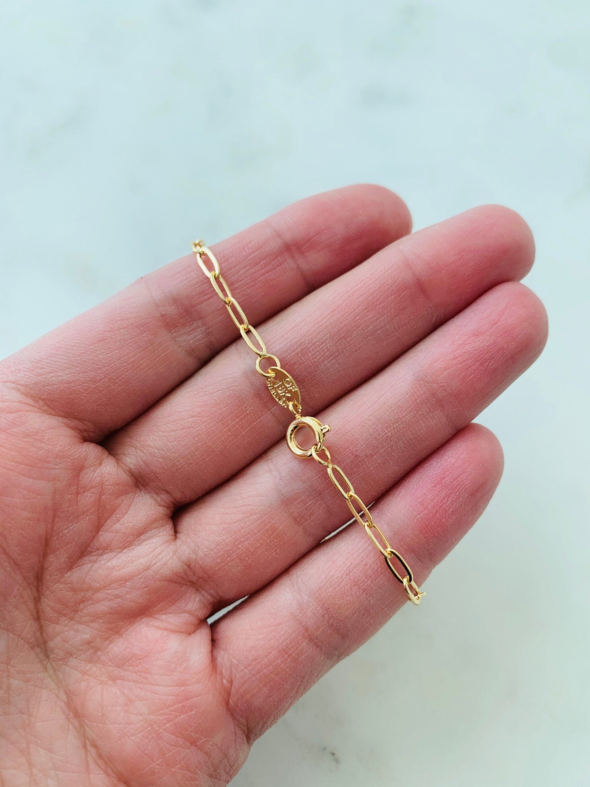 18KT Gold Filled Bracelets, Gold Filled 2.5mm Paperclip Bracelet | Modern Minimalist Charm by HAUS OF MONOGRAM