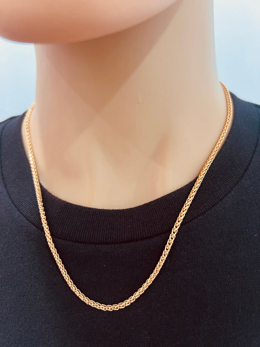 18KT Gold Filled Necklaces, Gold Filled 2.5mm Spiga Chain | Twisted Rope Gold Necklace by HAUS OF MONOGRAM