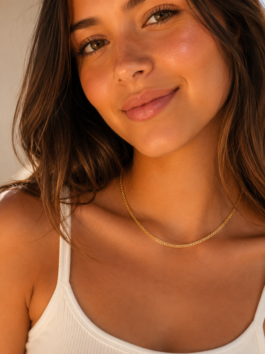 18KT Gold Filled Necklaces, Gold Filled 2.5mm Woven Mesh Necklace | Delicate Textured Chain Jewelry by HAUS OF MONOGRAM