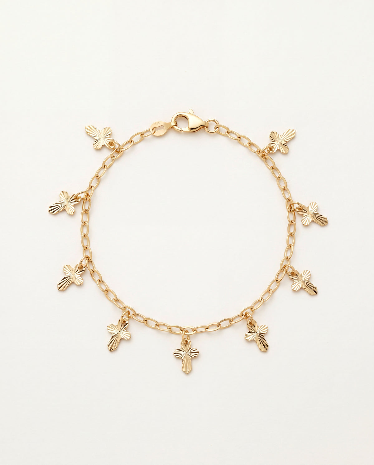 18KT Gold Filled Bracelets, Gold Filled 2mm Cable Bracelet with Dangling Crosses | Dainty Religious Jewelry by HAUS OF MON...
