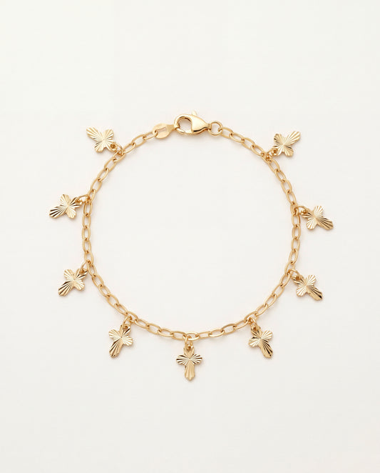 18KT Gold Filled Bracelets, Gold Filled 2mm Cable Bracelet with Dangling Crosses | Dainty Religious Jewelry by HAUS OF MON...