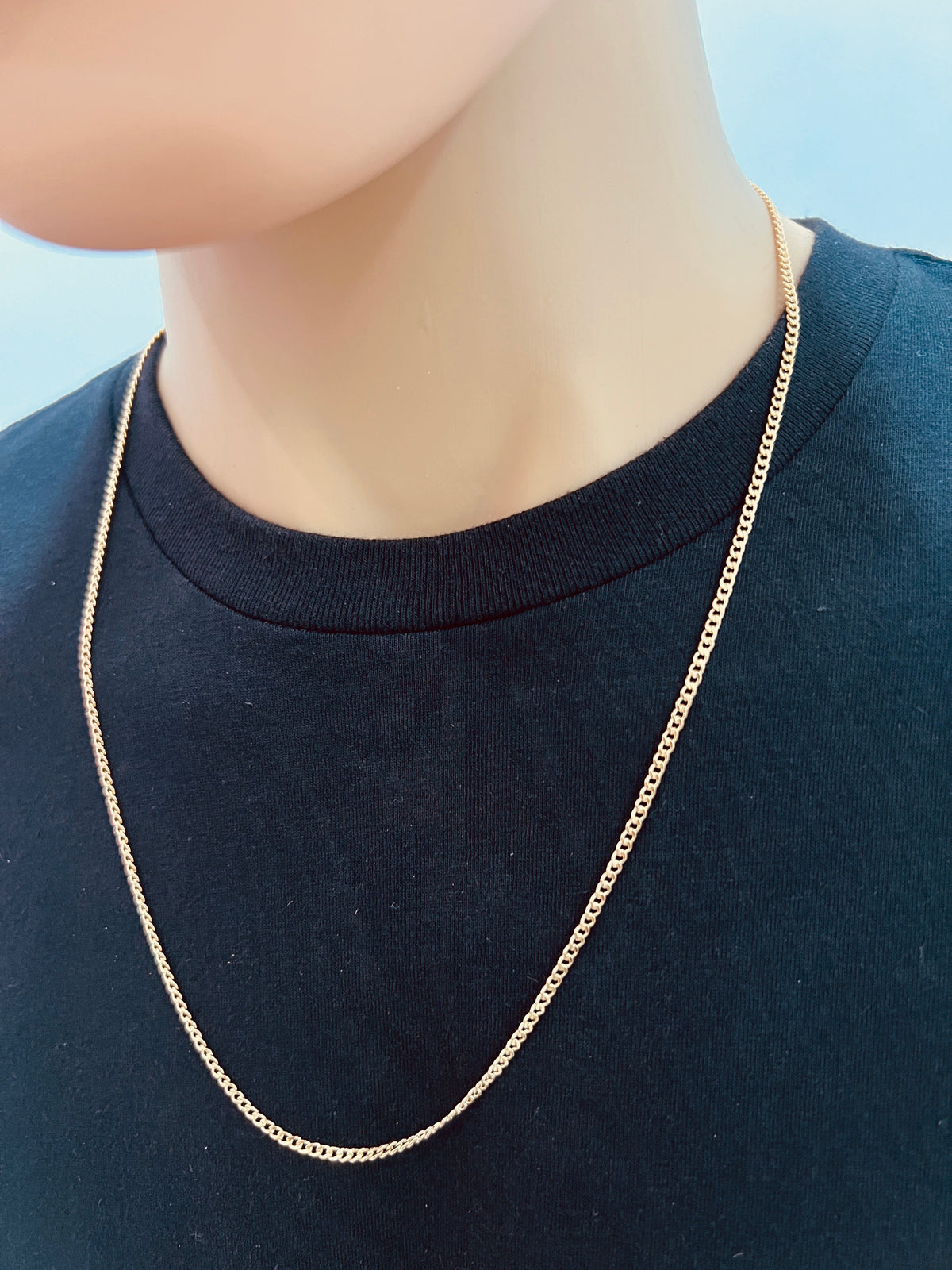 18KT Gold Filled Men's Chains, Gold Filled 2mm Curb Chain | 18"–30" | Everyday Statement by HAUS OF MONOGRAM