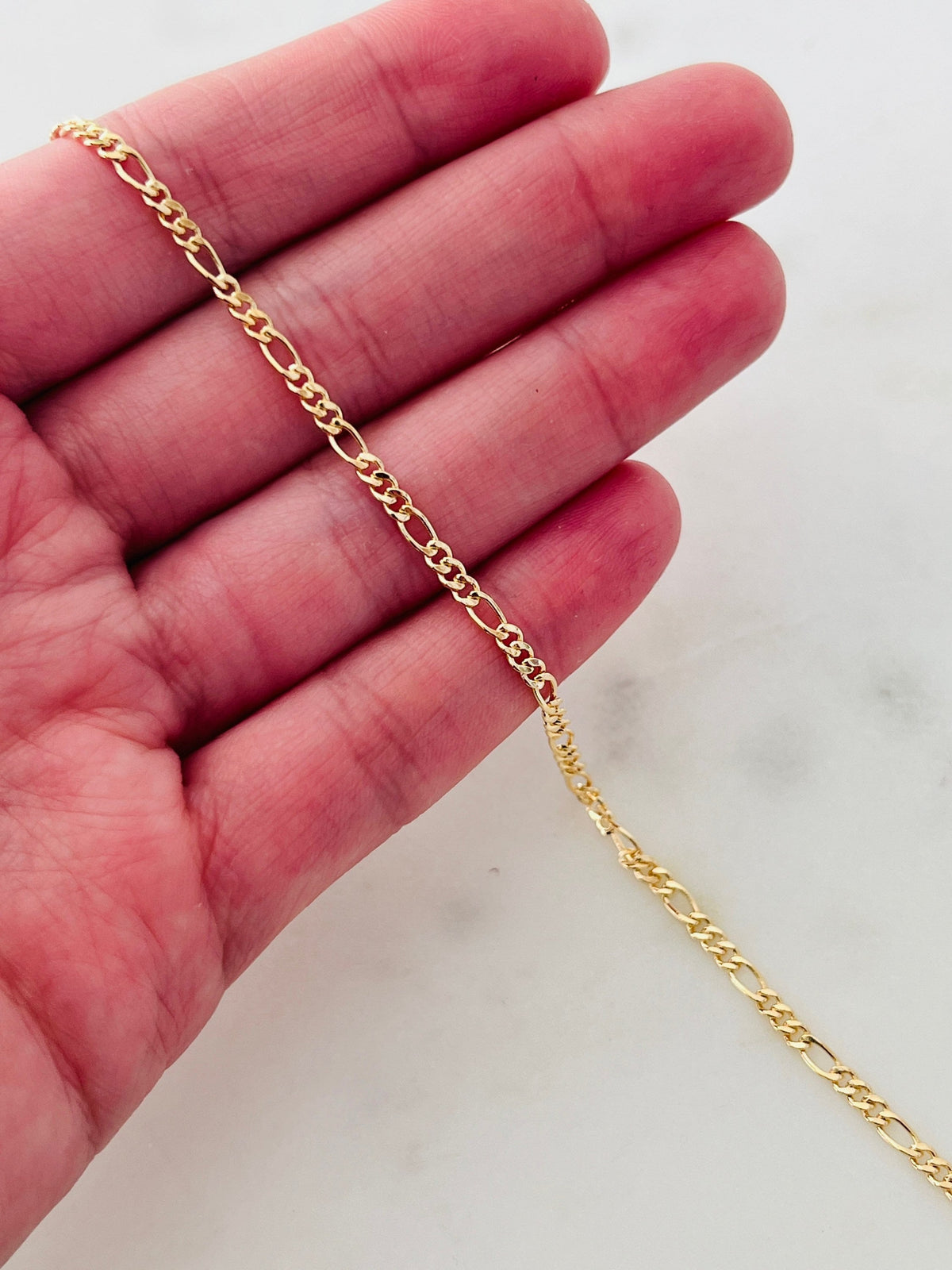 18KT Gold Filled Anklets, Gold Filled 2mm Figaro Anklet | Classic Shine for Everyday Elegance by HAUS OF MONOGRAM