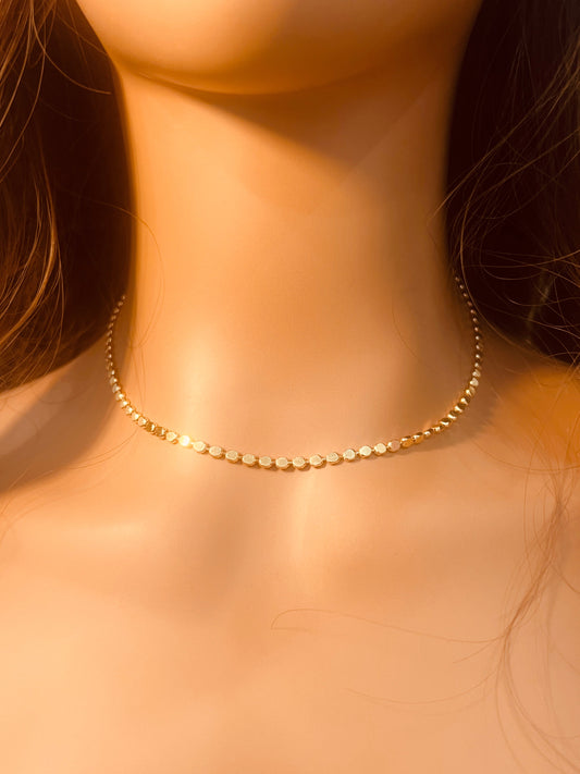 18KT Gold Filled Necklaces, Gold Filled 2mm Flat Ball Necklace | Minimal Design, Maximum Shine by HAUS OF MONOGRAM