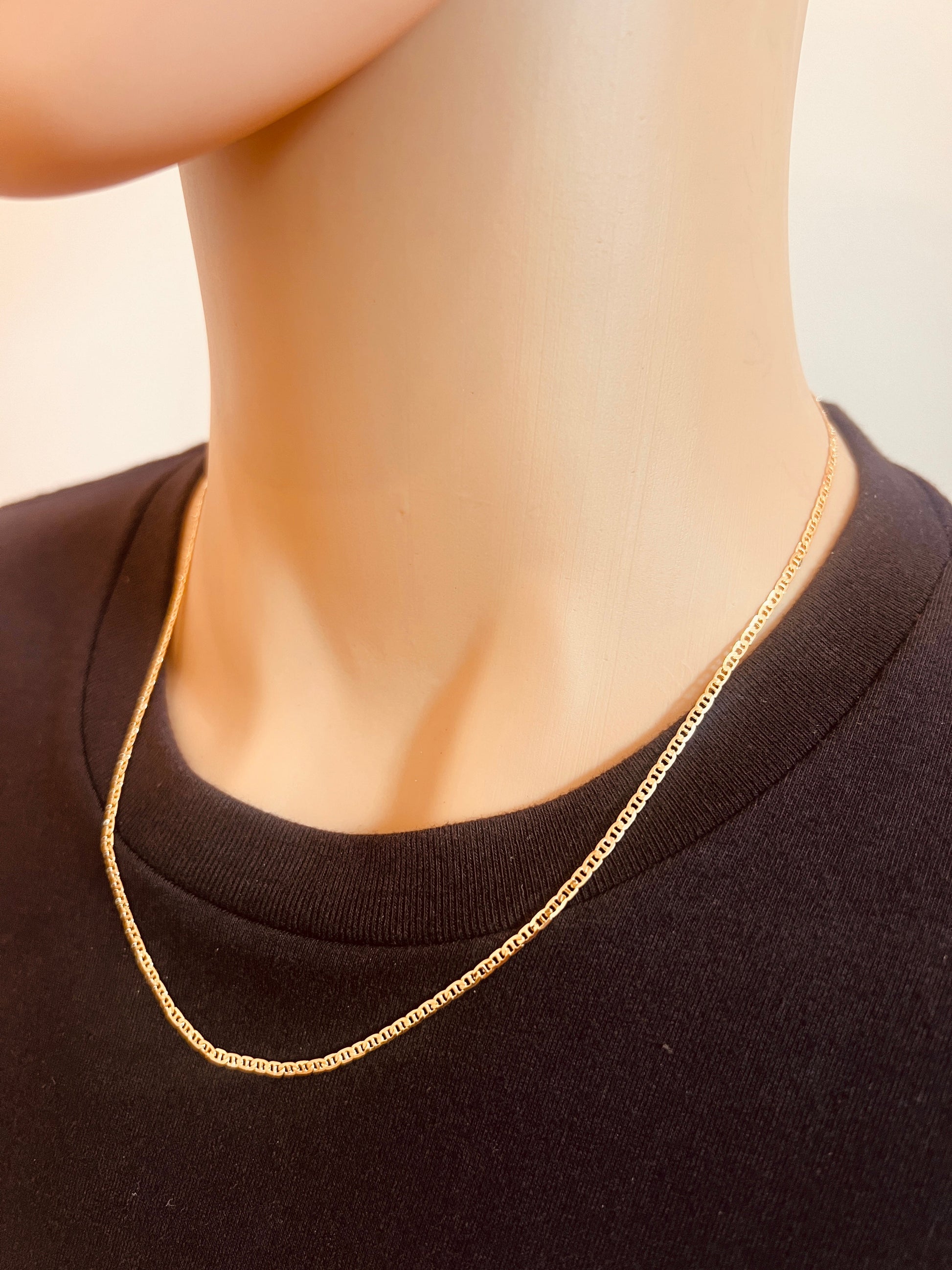 18KT Gold Filled Men's Chains, Gold Filled 2mm Mariner Chain Necklace | Sleek Daily Layer by HAUS OF MONOGRAM