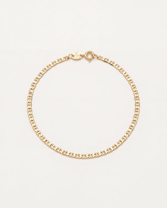 18KT Gold Filled Anklets, Gold Filled 2mm Mariner Link Anklet – 18K Gold | 9.75" Dainty Chain by HAUS OF MONOGRAM