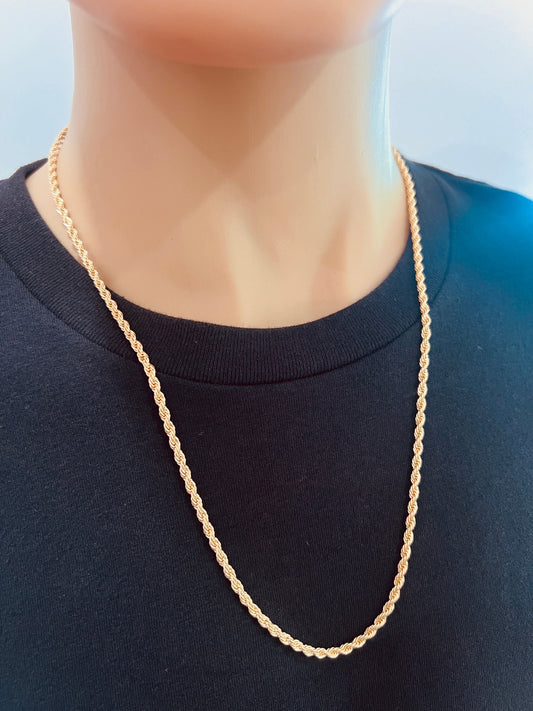 18KT Gold Filled Necklaces, Gold Filled 2mm Rope Chain | Classic Shine for Everyday Wear by HAUS OF MONOGRAM