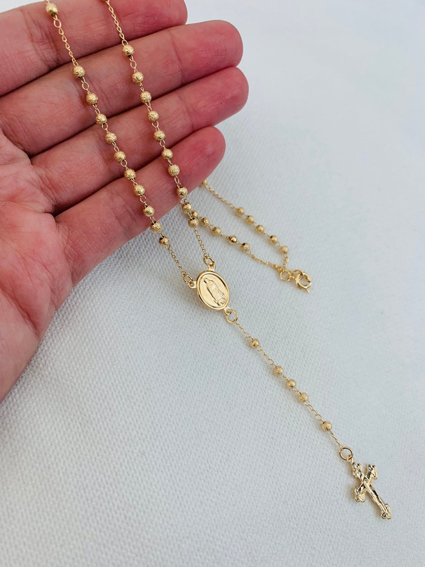 Gold Filled 2mm Stardust Our Lady of Guadalupe Rosary | Guadalupe Rosary Necklace by HAUS OF MONOGRAM - Necklaces, , HOM-1...