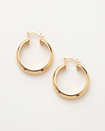 18KT Gold Filled Earrings, Gold Filled 30mm Hoop Earrings | 18K Gold-Filled Chunky Hoops – 5mm Wide by HAUS OF MONOGRAM