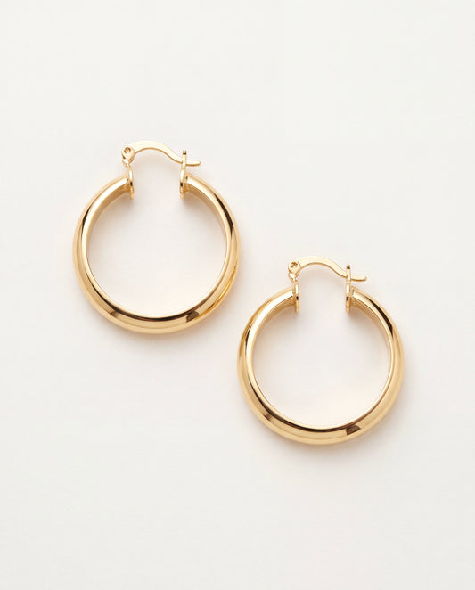 18KT Gold Filled Earrings, Gold Filled 30mm Hoop Earrings | 18K Gold-Filled Chunky Hoops – 5mm Wide by HAUS OF MONOGRAM