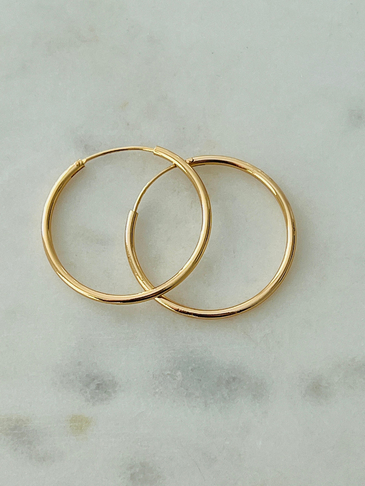 18KT Gold Filled Earrings, Gold Filled 32mm Hoop Earrings | Sleek Everyday Classic by HAUS OF MONOGRAM
