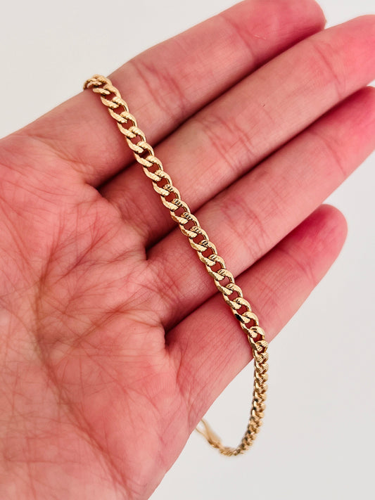 18KT Gold Filled Anklets, Gold Filled 3.5mm Curb Anklet | Beveled Chain Accent Piece by HAUS OF MONOGRAM