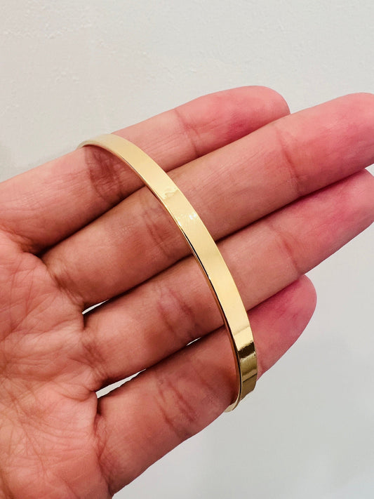 18KT Gold Filled Bangles, Gold Filled 3mm Bangle | Sleek & Minimalist Wrist Stack Essential by HAUS OF MONOGRAM