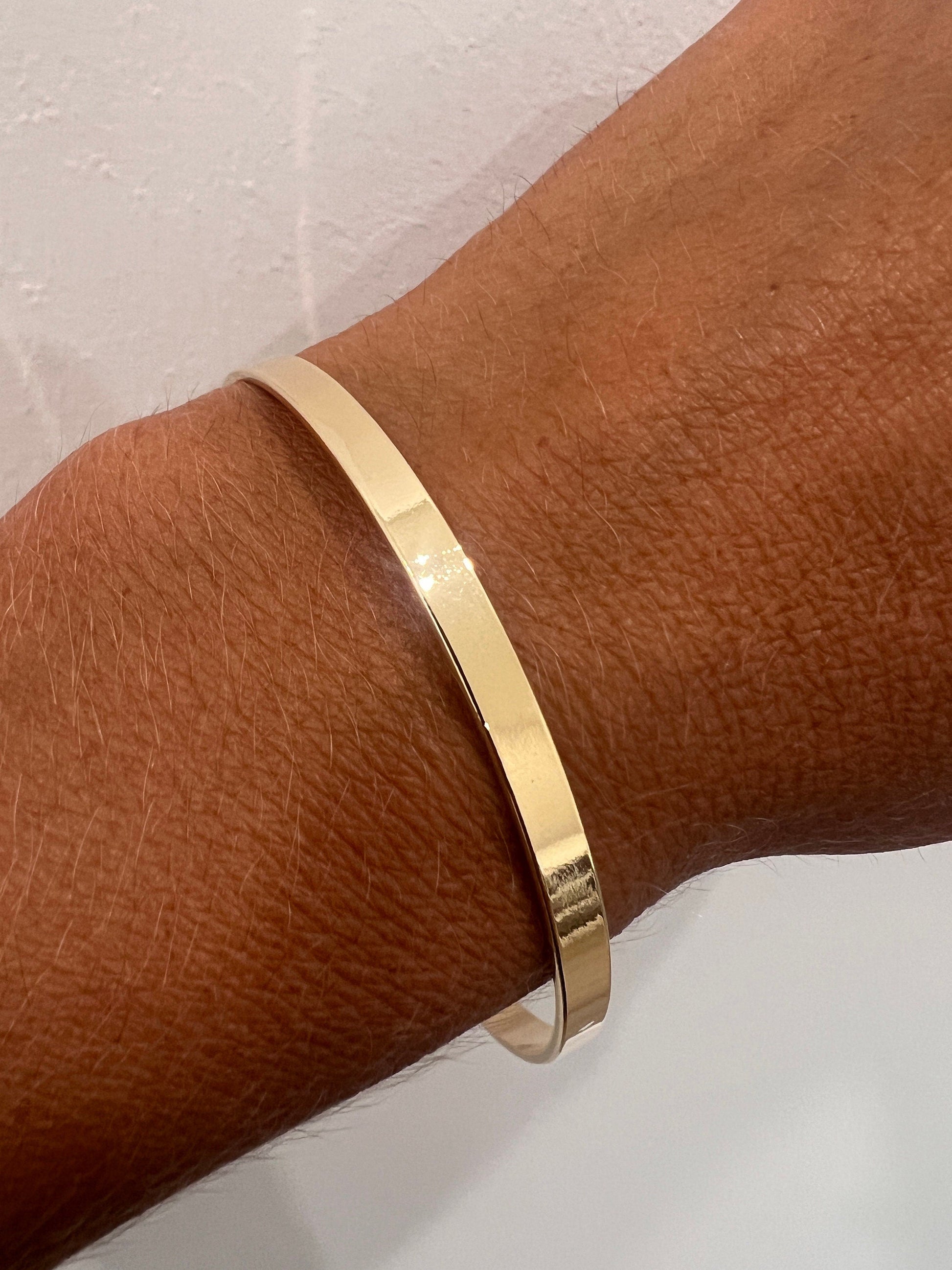 18KT Gold Filled Bangles, Gold Filled 3mm Bangle | Sleek & Minimalist Wrist Stack Essential by HAUS OF MONOGRAM