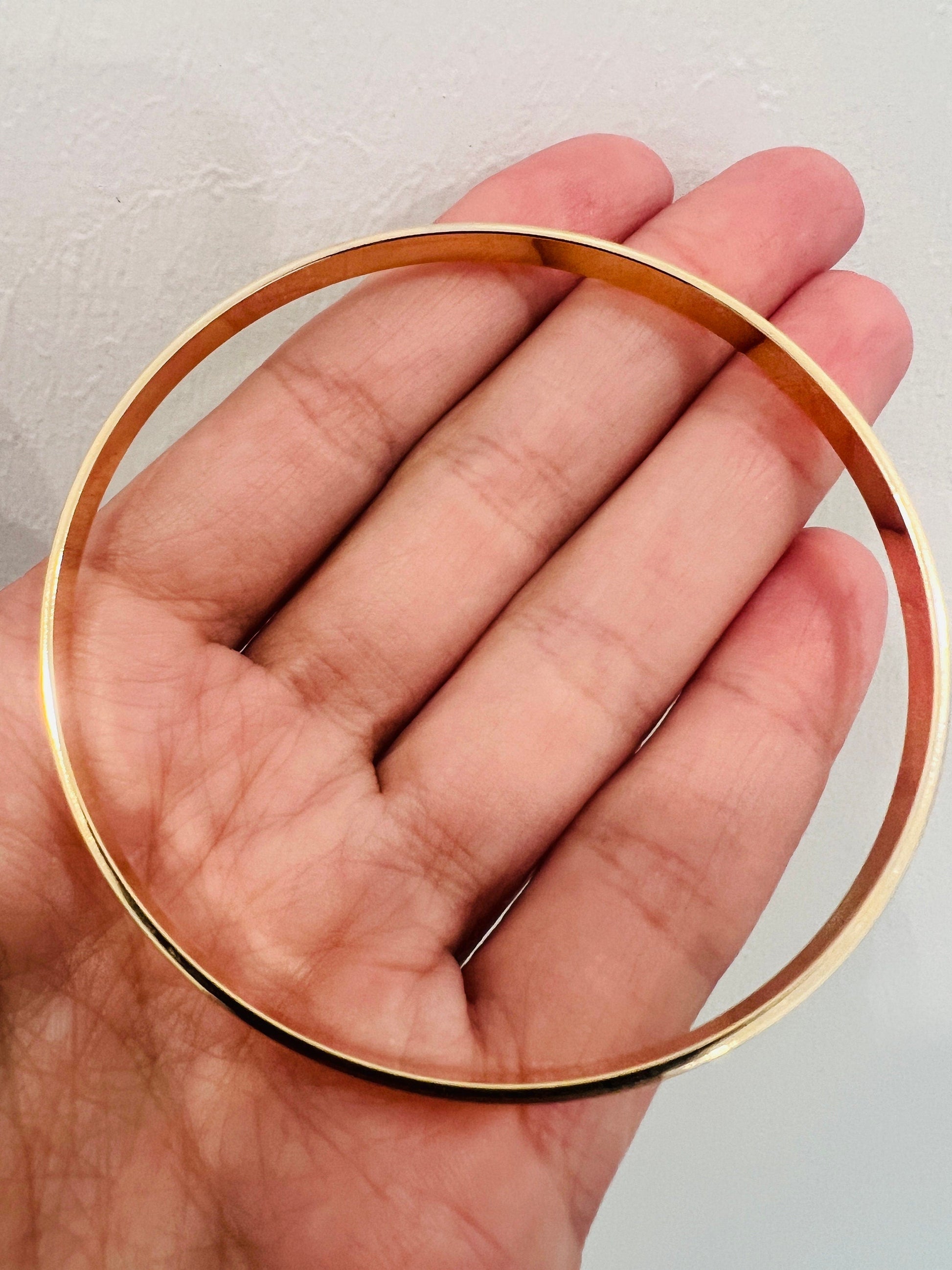 18KT Gold Filled Bangles, Gold Filled 3mm Bangle | Sleek & Minimalist Wrist Stack Essential by HAUS OF MONOGRAM