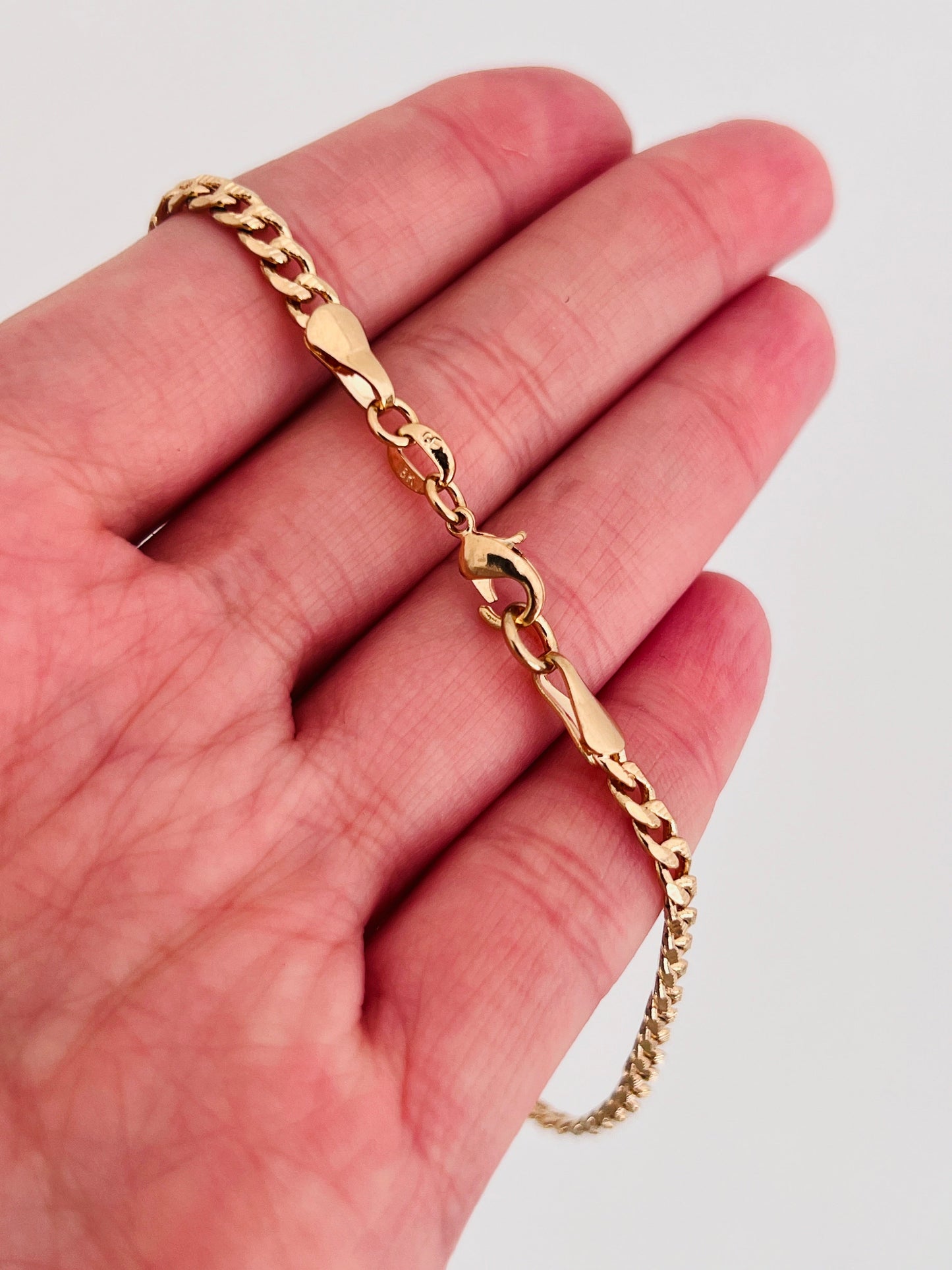 18KT Gold Filled Bracelets, Gold Filled 3mm Beveled Curb Bracelet | Sleek Everyday Chain by HAUS OF MONOGRAM
