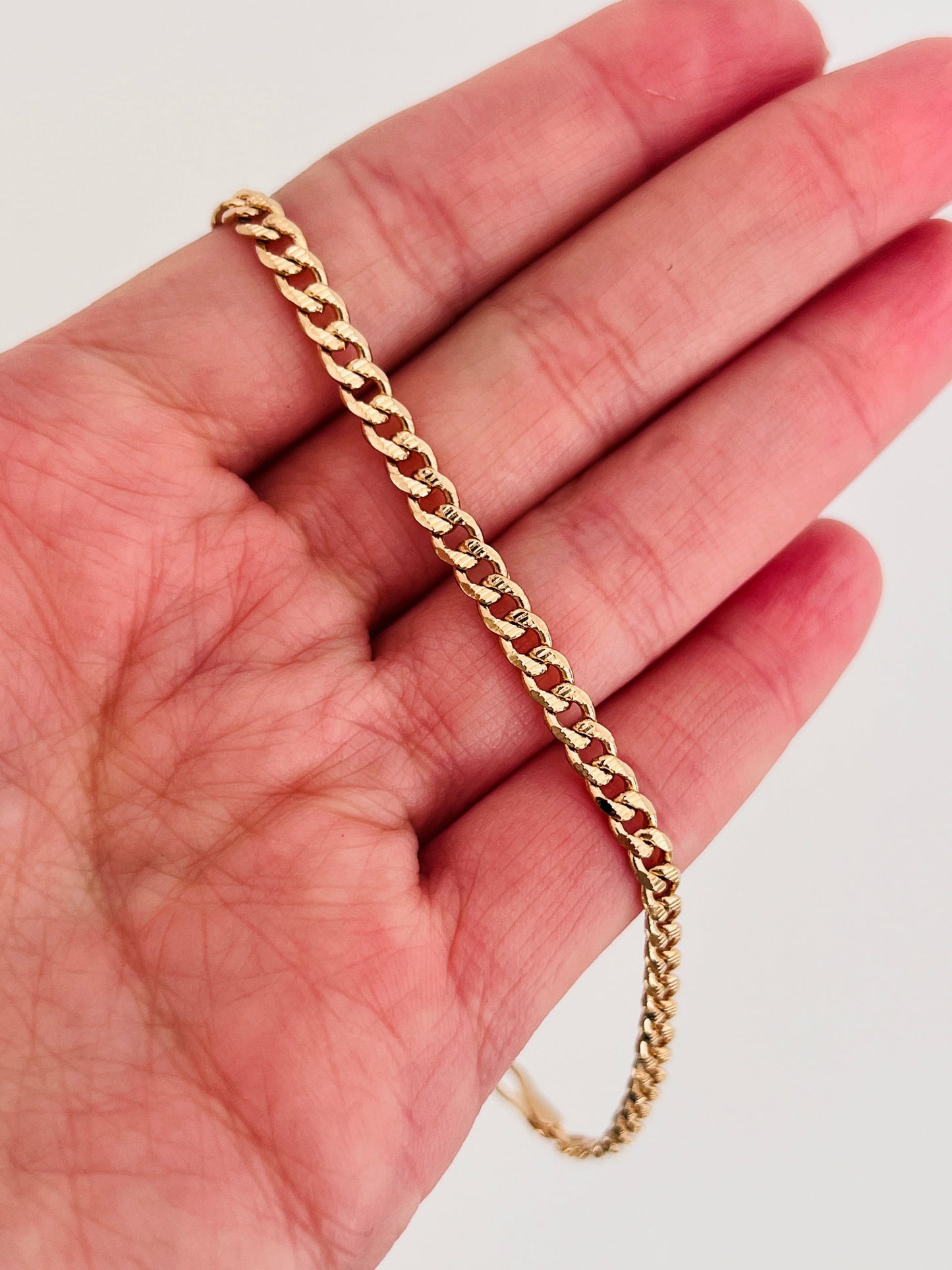 18KT Gold Filled Bracelets, Gold Filled 3mm Beveled Curb Bracelet | Sleek Everyday Chain by HAUS OF MONOGRAM