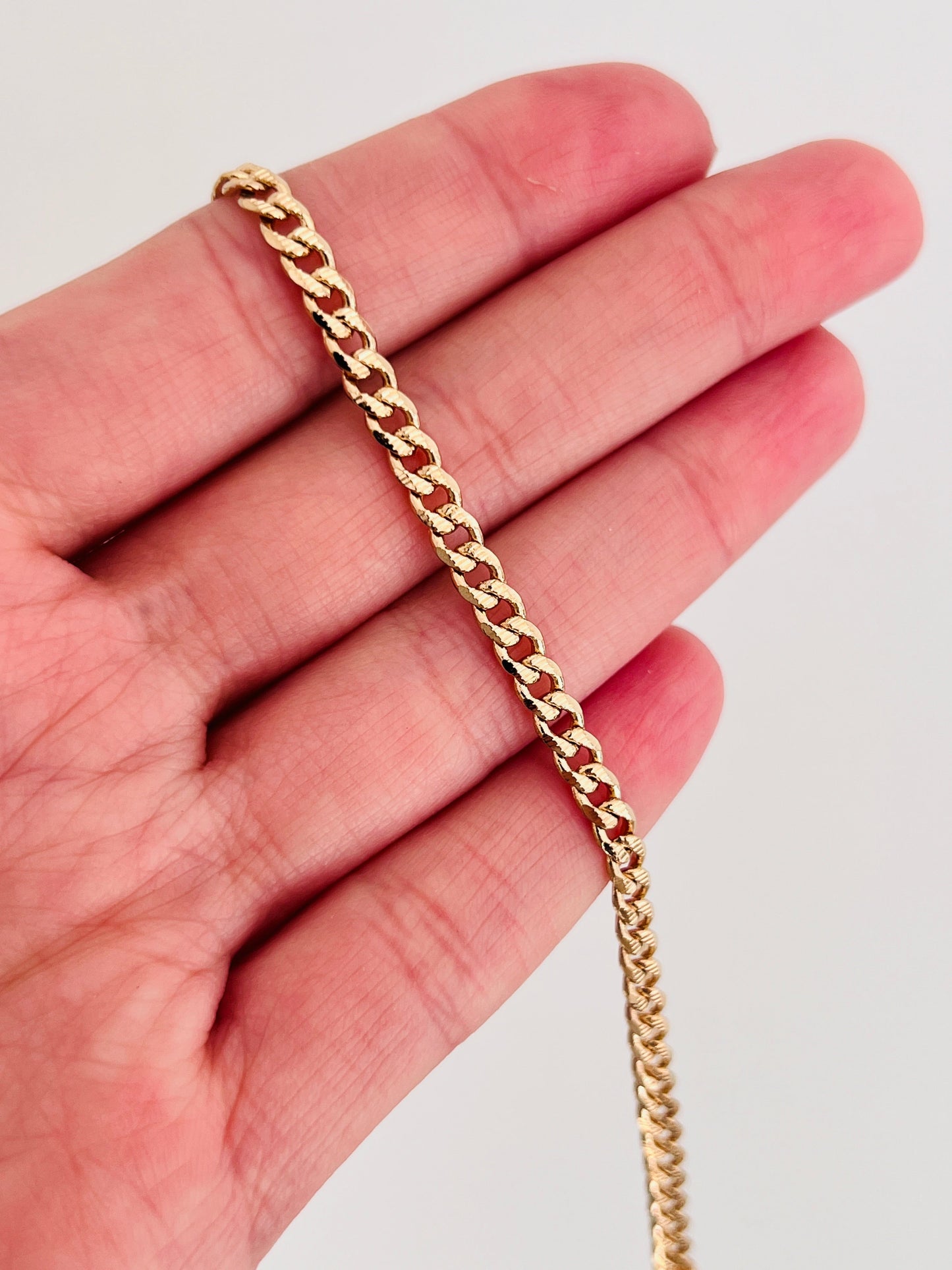 18KT Gold Filled Bracelets, Gold Filled 3mm Beveled Curb Bracelet | Sleek Everyday Chain by HAUS OF MONOGRAM