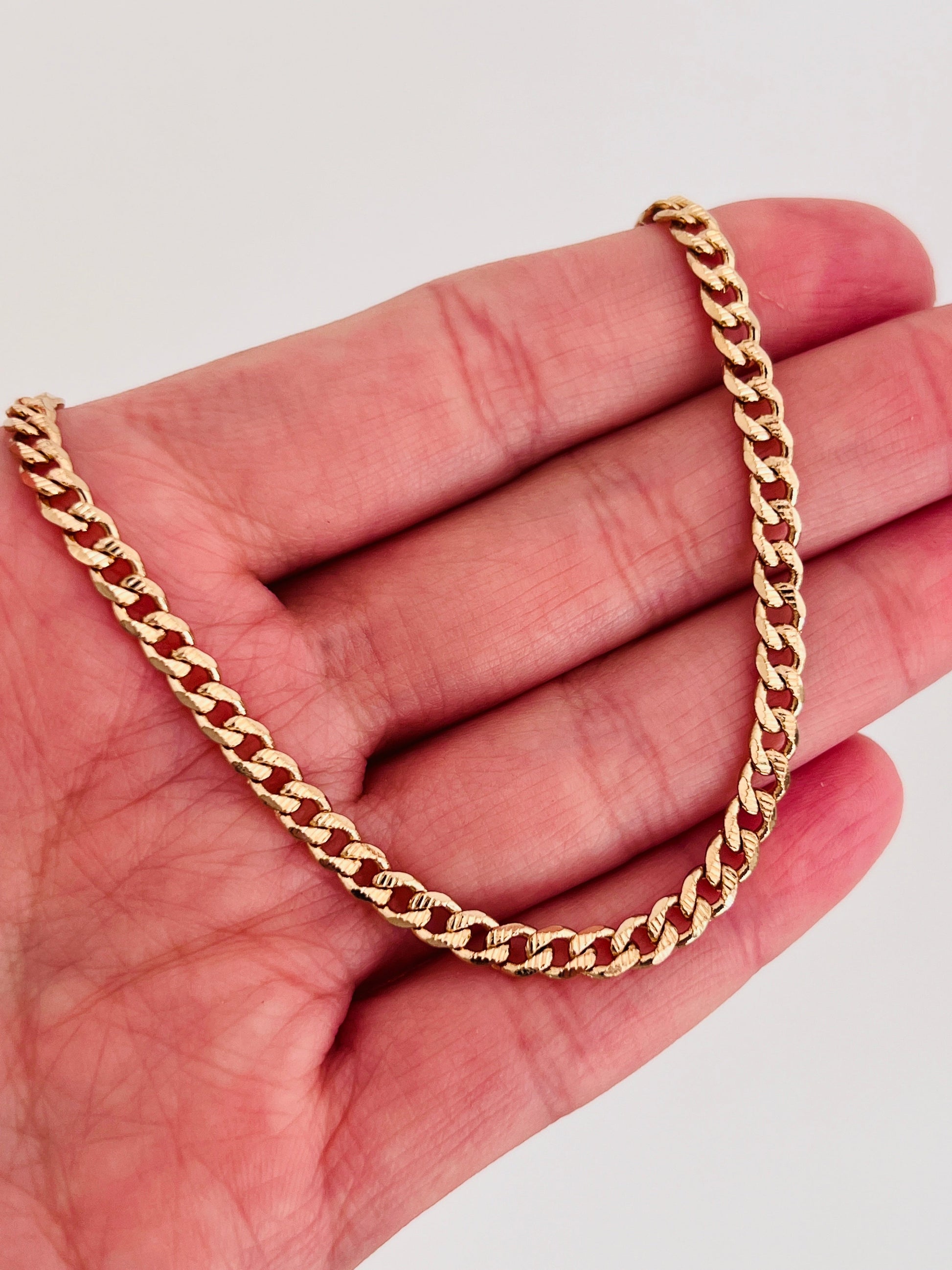 18KT Gold Filled Bracelets, Gold Filled 3mm Beveled Curb Bracelet | Sleek Everyday Chain by HAUS OF MONOGRAM