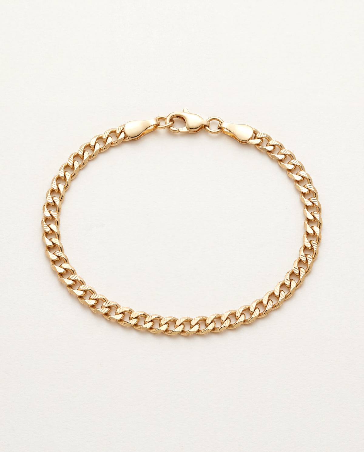 18KT Gold Filled Bracelets, Gold Filled 3mm Beveled Curb Bracelet | Sleek Everyday Chain by HAUS OF MONOGRAM