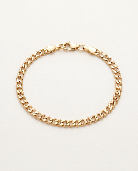 18KT Gold Filled Bracelets, Gold Filled 3mm Beveled Curb Bracelet | Sleek Everyday Chain by HAUS OF MONOGRAM