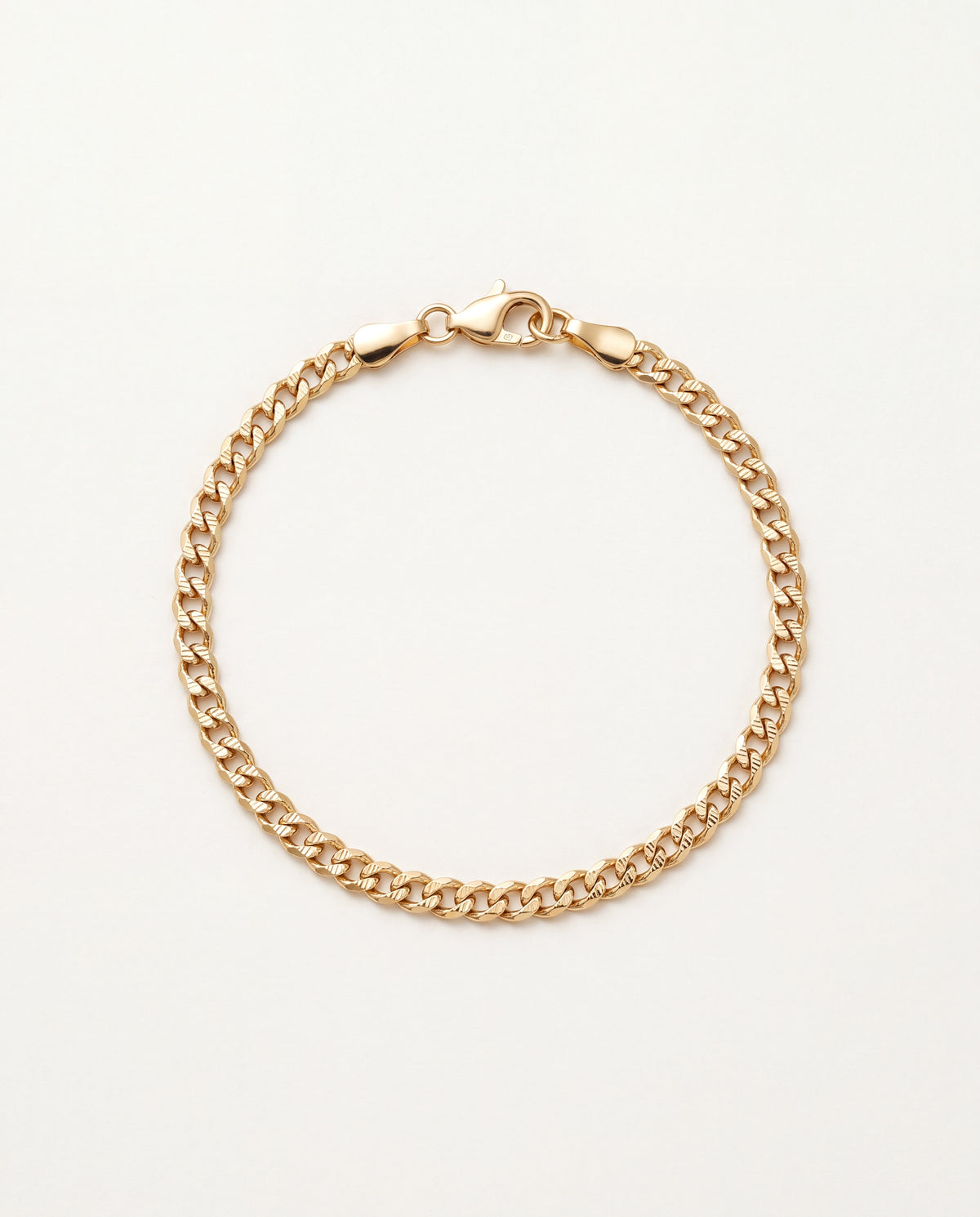 18KT Gold Filled Bracelets, Gold Filled 3mm Beveled Curb Bracelet | Unisex Gold Chain Bracelet by HAUS OF MONOGRAM