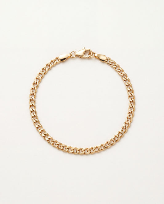 18KT Gold Filled Bracelets, Gold Filled 3mm Beveled Curb Bracelet | Unisex Gold Chain Bracelet by HAUS OF MONOGRAM