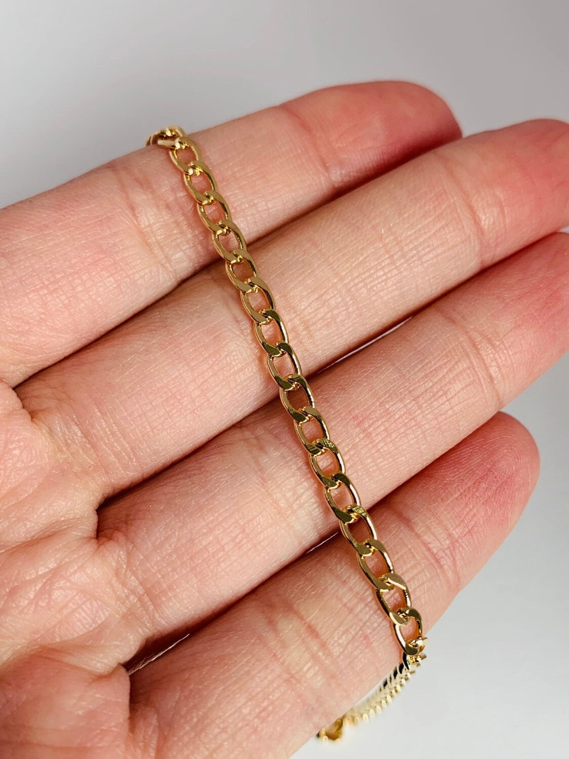 18KT Gold Filled Bracelets, Gold Filled 3mm Curb Bracelet | Everyday Gold Essential by HAUS OF MONOGRAM
