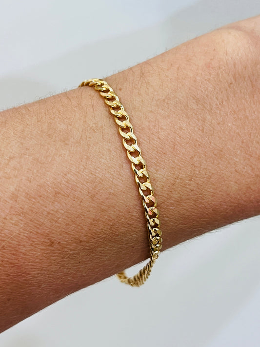 18KT Gold Filled Bracelets, Gold Filled 3mm Curb Bracelet | Sleek Minimalism in Everyday Gold by HAUS OF MONOGRAM