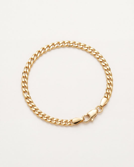18KT Gold Filled Men's Bracelet, Gold Filled 3mm Curb Chain Bracelet – 18K Gold | 7.5"–8.5" Unisex by HAUS OF MONOGRAM