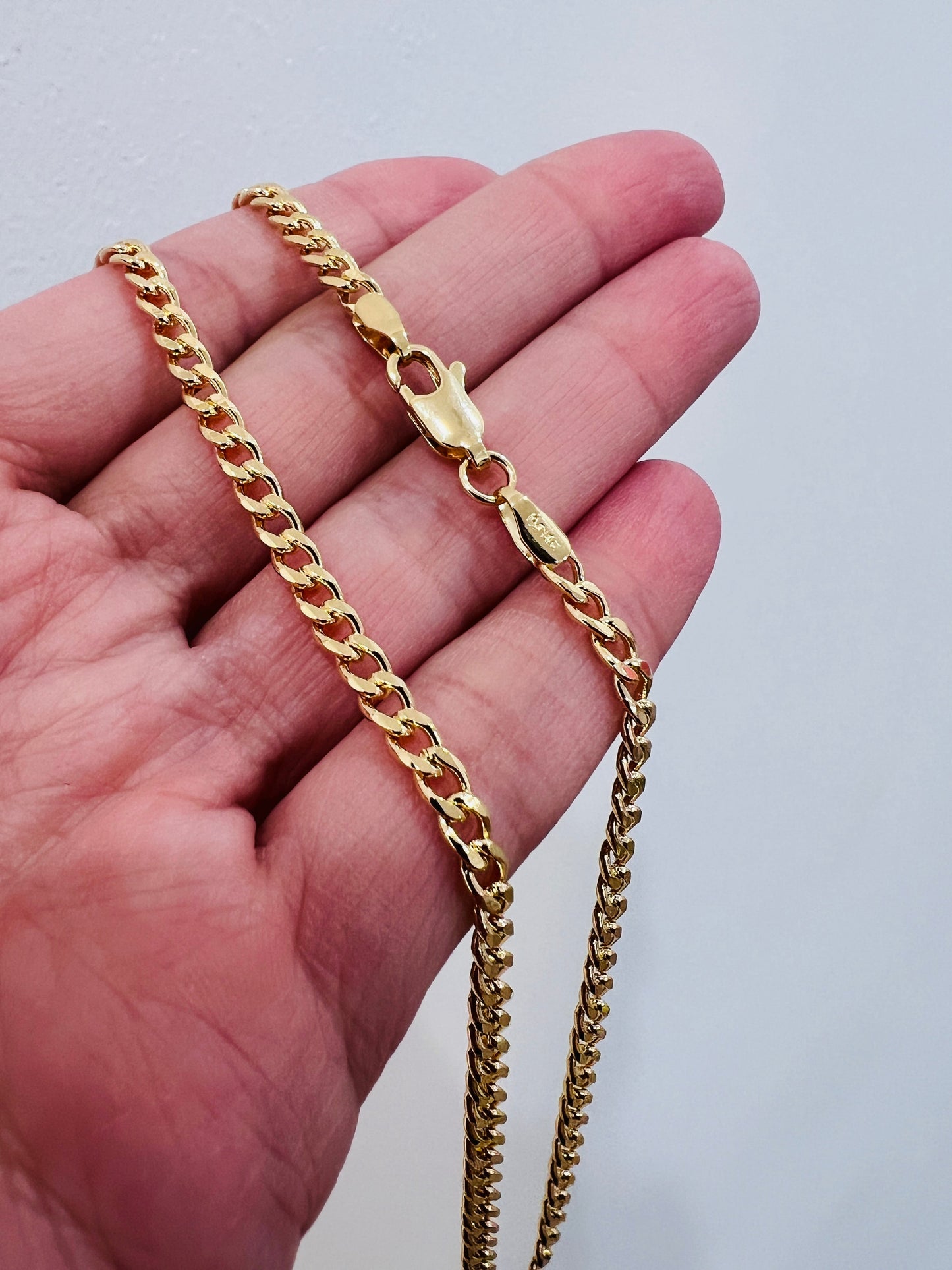 18KT Gold Filled Men's Chains, Gold Filled 3mm Curb Chain Necklace | Sleek Unisex Layers by HAUS OF MONOGRAM