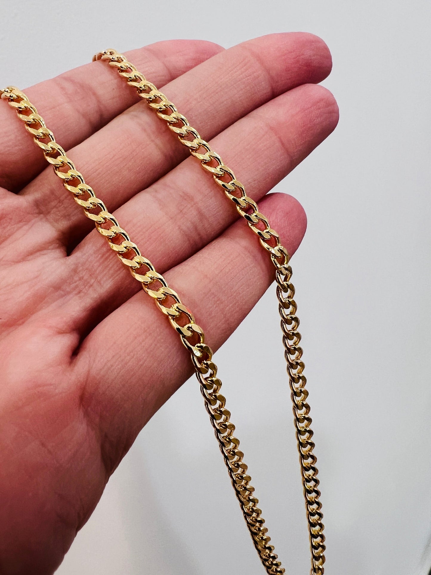 18KT Gold Filled Men's Chains, Gold Filled 3mm Curb Chain Necklace | Sleek Unisex Layers by HAUS OF MONOGRAM