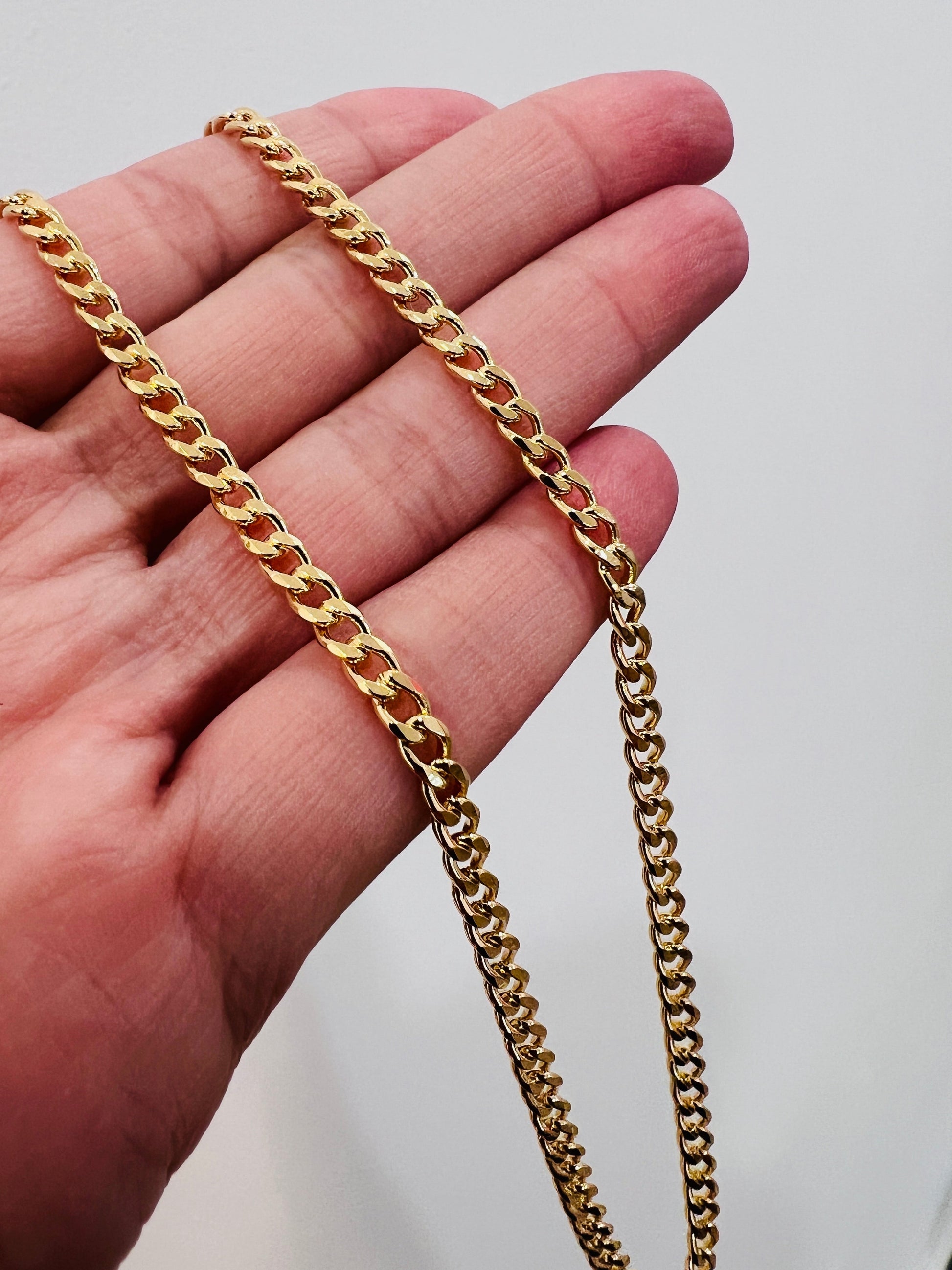 18KT Gold Filled Men's Chains, Gold Filled 3mm Curb Chain Necklace | Sleek Unisex Layers by HAUS OF MONOGRAM