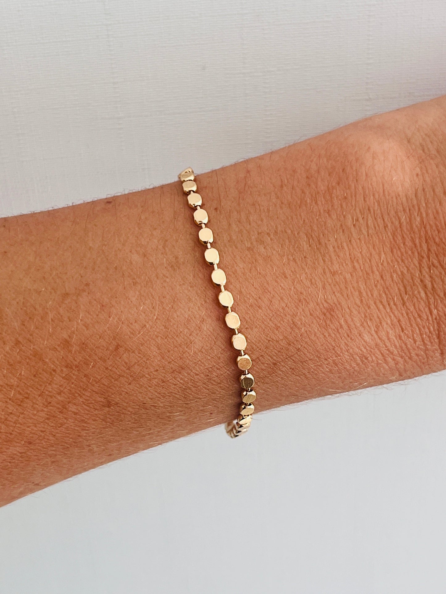 18KT Gold Filled Bracelets, Gold Filled 3mm Disc Bracelet | Subtle Shine with Everyday Flexibility by HAUS OF MONOGRAM